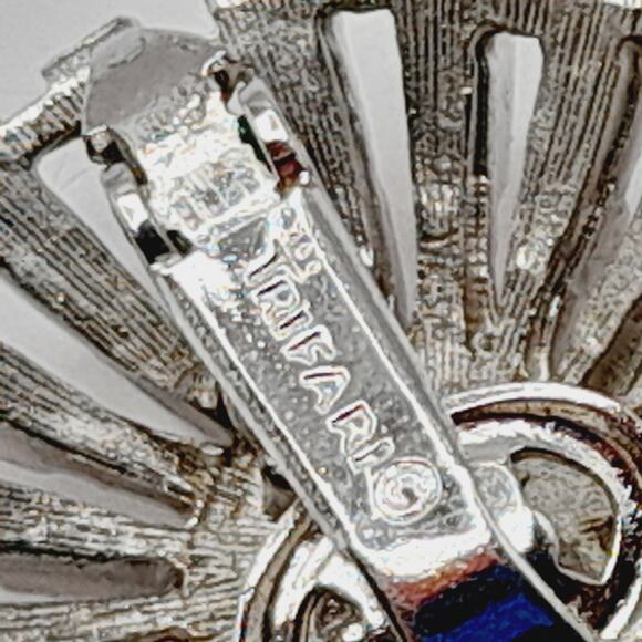 Vintage Crown Trifari Rhodium Plated Clip Earrings, Mid-Century Sunburst Jewelry - Picture 9 of 13